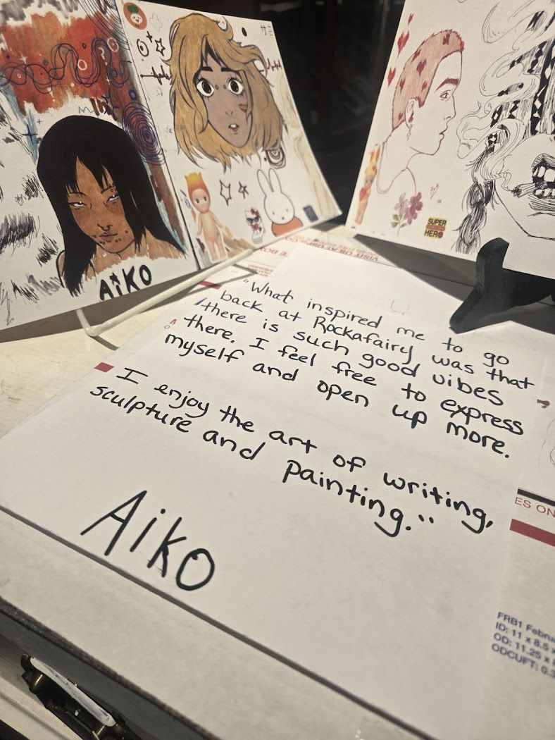 Artwork by Aiko on display in the Rockafairy gallery